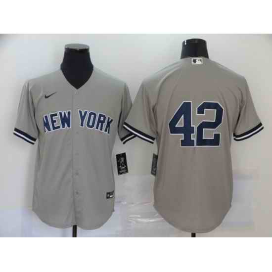 Yankees 42 Mariano Rivera Gray Nike Cool Base Jersey
